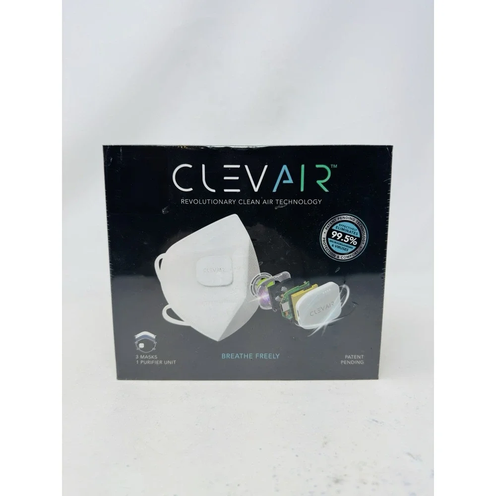 Clevair Wearable Air Purifier + 3 Interchangeable 6 Layer Mask With UV-C New
